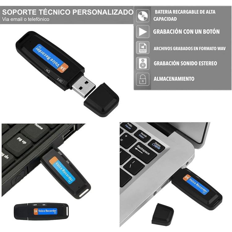 SK001 Wiederaufladbares U-Disk Tragbares USB Diktiergerät, Kein Speicher, Kein Speicher