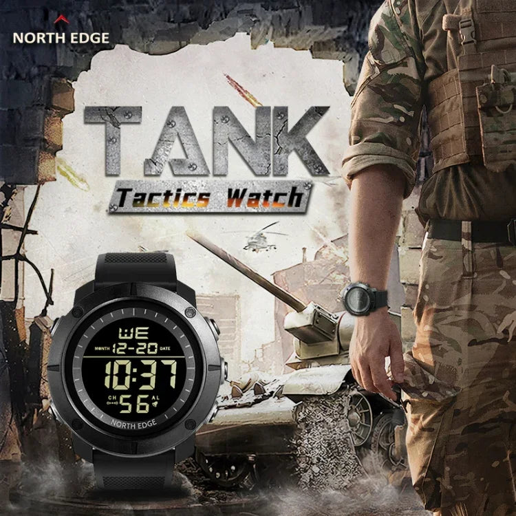 TANK North Edge Herrenmode Professional Militär Armee Outdoor Sport Wasserdichte Lauf Schwimmen Smart Digitaluhr, TANK North Edge