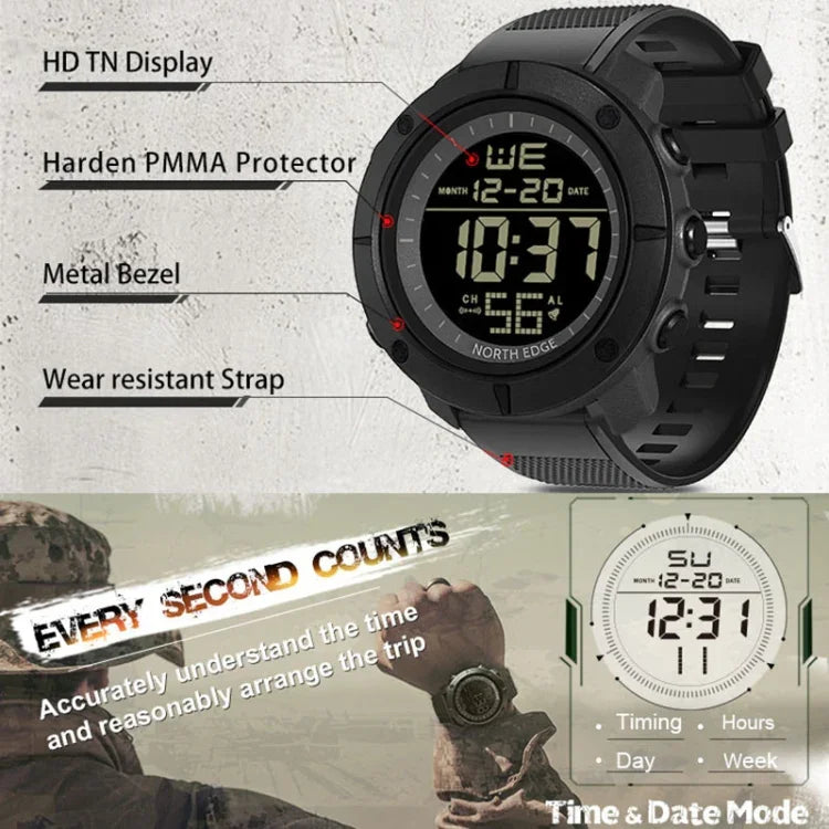 TANK North Edge Herrenmode Professional Militär Armee Outdoor Sport Wasserdichte Lauf Schwimmen Smart Digitaluhr, TANK North Edge