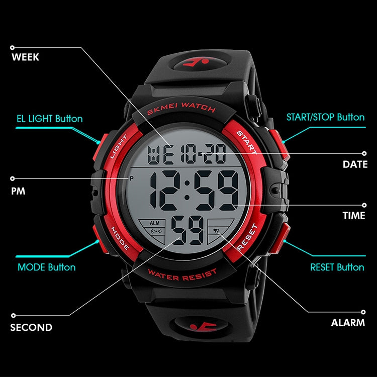 SKMEI 1258 Multifunktionale Outdoor-Sport-Nachtleuchtende wasserdichte Armbanduhr, Größe: S
