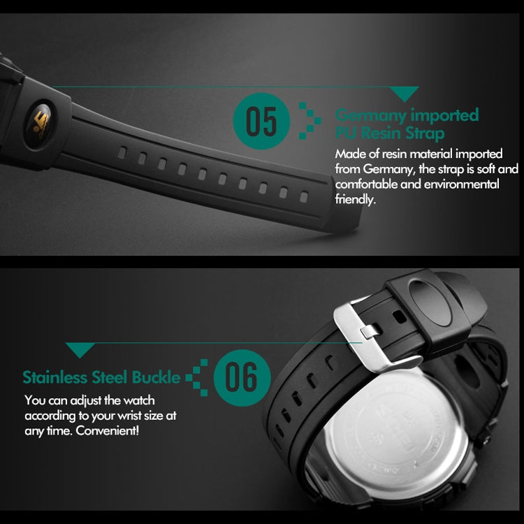 SKMEI 1258 Multifunktionale Outdoor-Sport-Nachtleuchtende wasserdichte Armbanduhr, Größe: S
