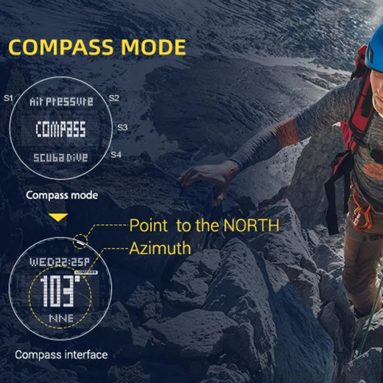 NORTH EDGE AQUA 100m wasserdichte Taucher-Smartwatch, unterstützt Leuchtanzeige & Kompassmodus, AQUA