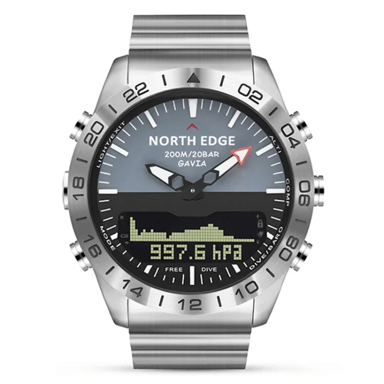 North Edge GAVIA Herren Outdoor Sport 50m Wasserdichte Smart Digitaluhr Taucheruhr, Unterstützt Barometer & Schrittzähler, GAVIA