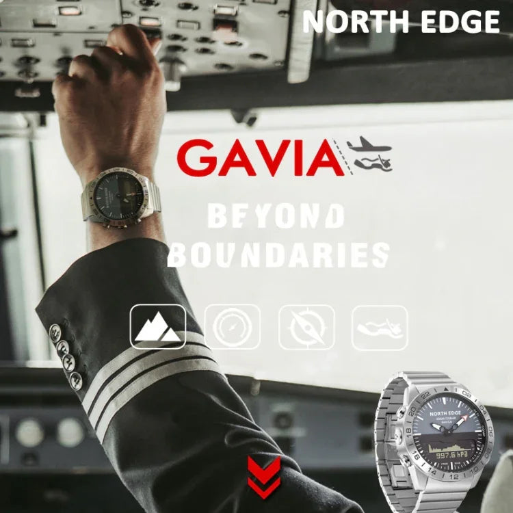 North Edge GAVIA Herren Outdoor Sport 50m Wasserdichte Smart Digitaluhr Taucheruhr, Unterstützt Barometer & Schrittzähler, GAVIA