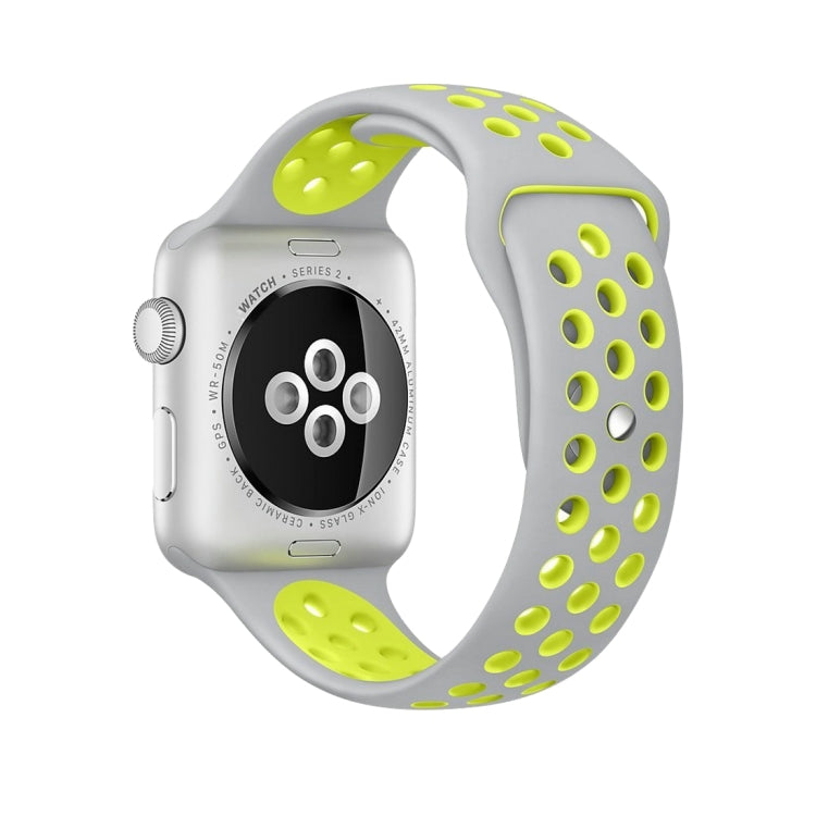 Für Apple Watch Series 10 42mm / 9&8&7 41mm / SE 3&SE 2&6&SE&5&4 40mm / 3&2&1 38mm Modisches klassisches Silikon Sportarmband (Grau-Weiß), WA1230A, WA1230B, WA1230BG, WA1230BH, WA1230BL, WA1230BM, WA1230BR, WA1230BY, WA1230C, WA1230D, WA1230DW    ...