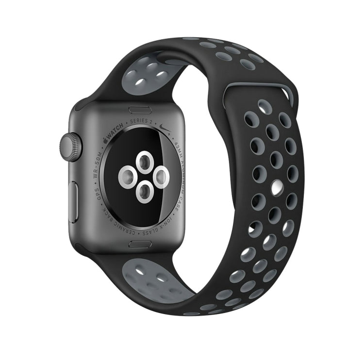 Für Apple Watch Ultra 49mm&Watch Ultra 2 49mm / Series 10 46mm / 9&8&7 45mm / SE 3&SE 2&6&SE&5&4 44mm / 3&2&1 42mm modisches klassisches Silikon-Sportarmband (Grau Gelb), WA1231A, WA1231B, WA1231BG, WA1231BH, WA1231BL, WA1231BM, WA1231BR, WA1231B...