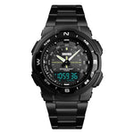 SKMEI 1370 Multifunktionale Herren Outdoor-Sportuhr mit Nachlicht Wasserdicht Edelstahl Digital-Armbanduhr, SKMEI 1370