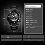 SKMEI 1370 Multifunktionale Herren Outdoor-Sportuhr mit Nachlicht Wasserdicht Edelstahl Digital-Armbanduhr, SKMEI 1370