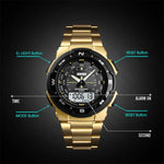 SKMEI 1370 Multifunktionale Herren Outdoor-Sportuhr mit Nachlicht Wasserdicht Edelstahl Digital-Armbanduhr, SKMEI 1370