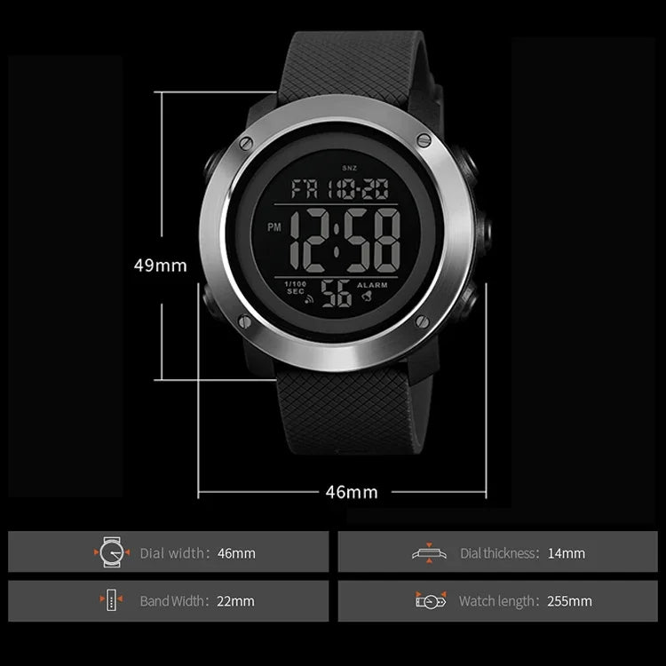 SKMEI 1426 Multifunktionale Outdoor-Mode, nachtleuchtend, wasserdicht, weißes Uhrwerk, Gummiring, Digitaluhr, weißes Uhrwerk, Gummiring, 1426 weißes Uhrwerk, Gummiring