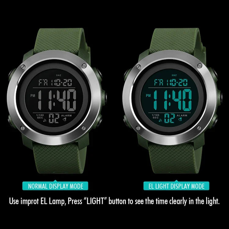 SKMEI 1416 Multifunktionale Outdoor Fashion Nachtleuchtende Wasserdichte Digitaluhr mit Stahlring, Stahlring, 1416 Stahlring