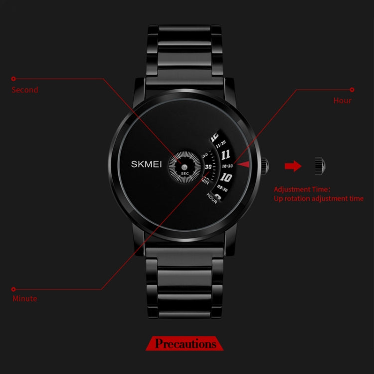 SKMEI 1260 Modische Kreative Zeiger 30m Wasserdichte Quarz-Armbanduhr mit Edelstahlarmband