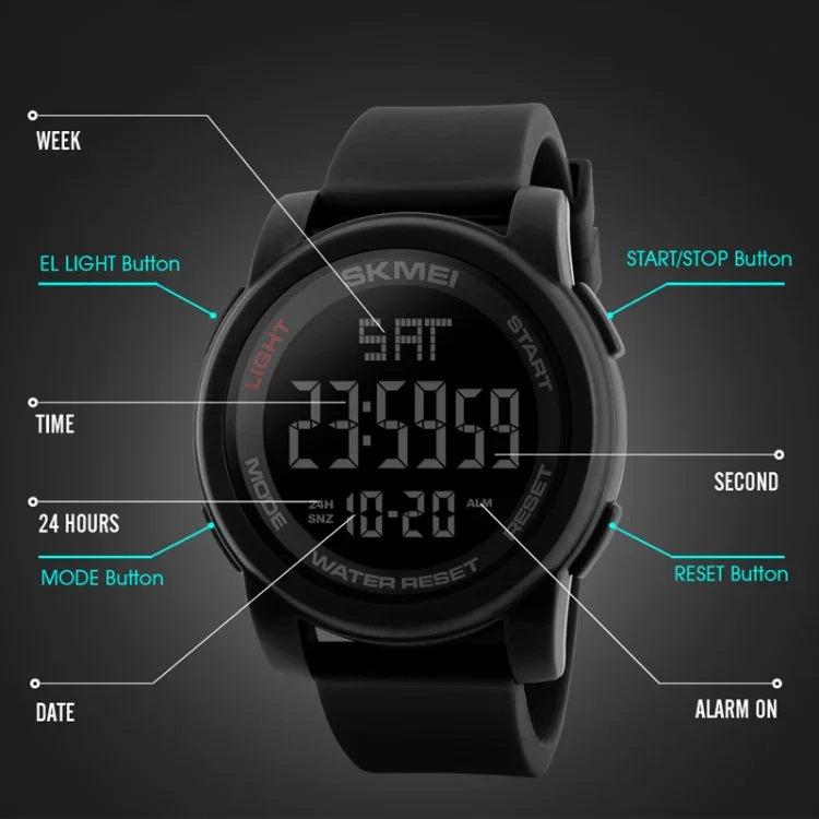SKMEI 1257 Herren Modische Outdoor 50m Wasserdichte Digitale Sport Armbanduhr