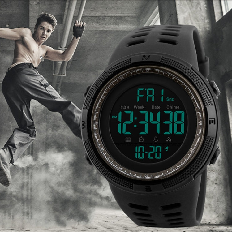 SKMEI 1251 Herren Modische Outdoor 50m Wasserdichte Sportuhr Digitaluhr mit PU-Armband