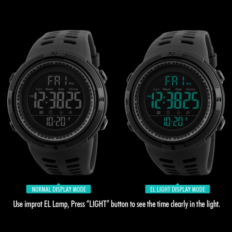SKMEI 1251 Herren Modische Outdoor 50m Wasserdichte Sportuhr Digitaluhr mit PU-Armband