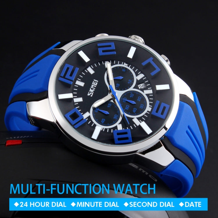 SKMEI 9128 Mode Multifunktional 3D Großes Zifferblatt Sportarmbanduhr 30m Wasserdicht Quarzuhr