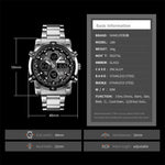 SKMEI 1389 Multifunktionale Business-Digitaluhr für Herren, 30m wasserdicht, großes Zifferblatt, Armbanduhr mit Edelstahlarmband, 1389 Schwarz, 1389 Blau, 1389 Silber