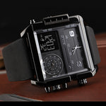 SKMEI 1391 Multifunktionale Business-Digitaluhr für Herren, 30 m wasserdicht, quadratisches Zifferblatt, Armbanduhr mit Lederarmband