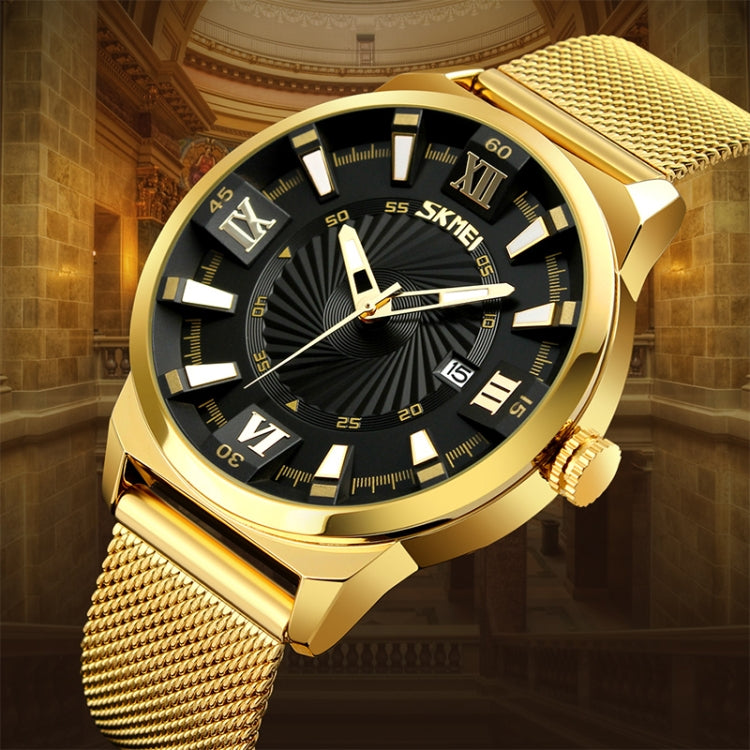SKMEI 9166 Mode Herren Business Uhr 30m Wasserdichte Metall Quarz Armbanduhr