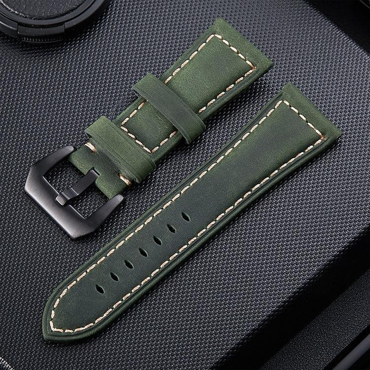 Crazy Horse Layer Mattiertes schwarzes Lederarmband mit Dornschließe, Größe: 26 mm