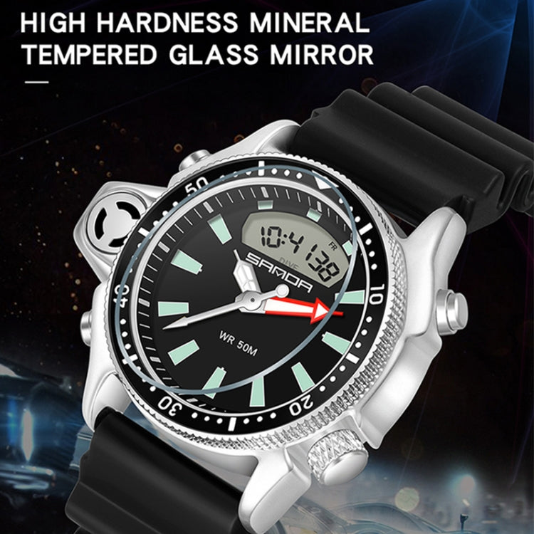 SANDA 3008 Multifunktionale Herren Outdoor-Sport Nachtleuchtende 50m Wasserdichte Digitale Armbanduhr
