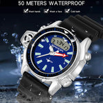 SANDA 3008 Multifunktionale Herren Outdoor-Sport Nachtleuchtende 50m Wasserdichte Digitale Armbanduhr