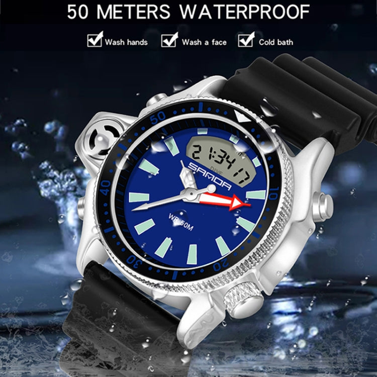 SANDA 3008 Multifunktionale Herren Outdoor-Sport Nachtleuchtende 50m Wasserdichte Digitale Armbanduhr