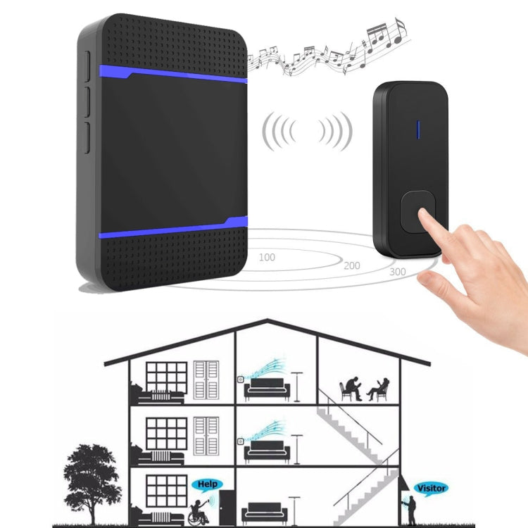 N15K-1T1-B 110 dB WLAN-Türklingelempfänger (IP55 wasserdicht, geringer Stromverbrauch) mit Nachtlicht, 53 Musikoptionen, Reichweite: 300 m, Farben: Weiß und Schwarz