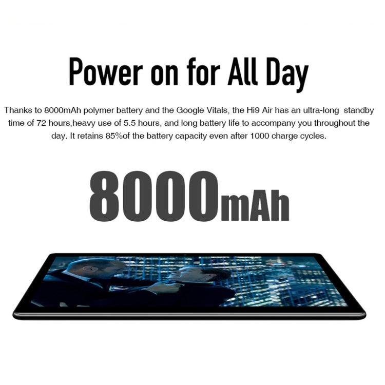 Android 8.0, MTK (Helio X27) Deca Core bis zu 2,1 GHz, unterstützt OTG, FM, Bluetooth, Dual-Band-WLAN, Netzwerk: 4G, Hi9 Air 4GB+64GB