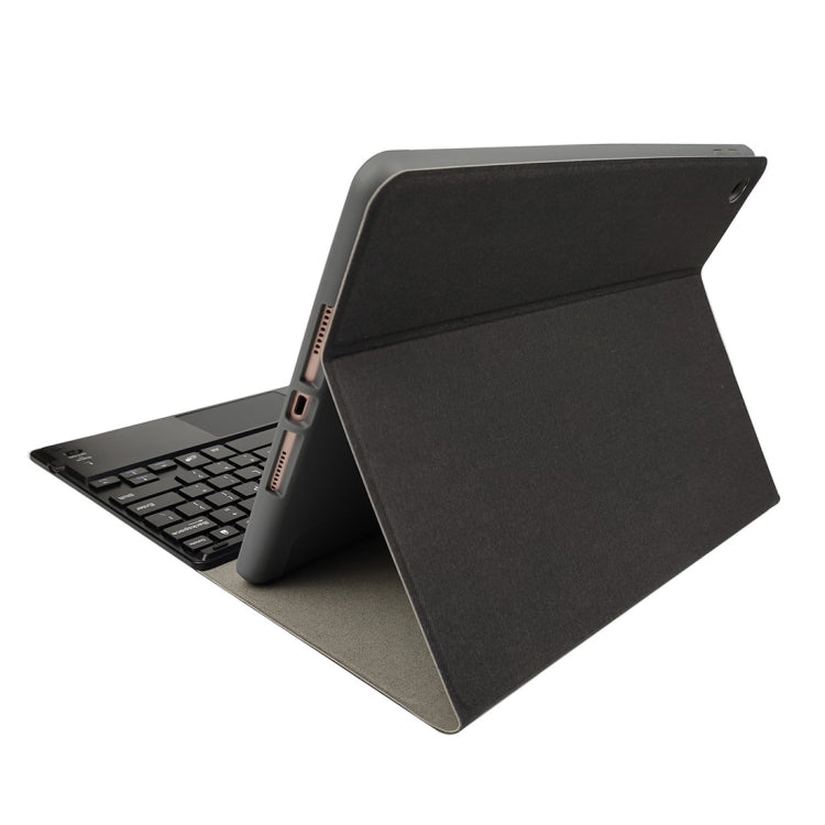 RK102C Abnehmbare magnetische Kunststoff-Bluetooth-Tastatur mit Touchpad + Seidenmuster TPU-Tablet-Hülle für iPad 10,2, mit Stifthalter & Ständer, RK102C