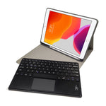 RK102C Abnehmbare magnetische Kunststoff-Bluetooth-Tastatur mit Touchpad + Seidenmuster TPU-Tablet-Hülle für iPad 10,2, mit Stifthalter & Ständer, RK102C