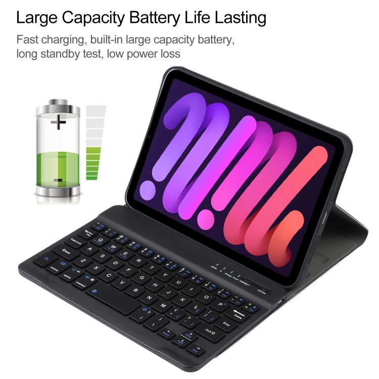 A06 Abnehmbare Lammlederstruktur Ultraleichte TPU Bluetooth-Tastatur Leder-Tablet-Hülle mit Ständer für iPad mini 6 / mini 7, A06