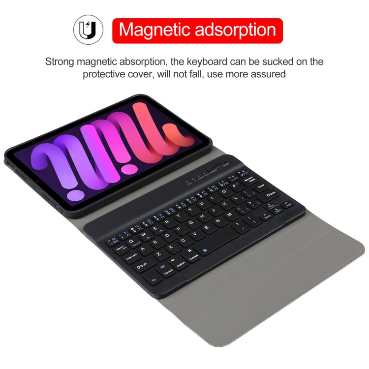 A06 Abnehmbare Lammlederstruktur Ultraleichte TPU Bluetooth-Tastatur Leder-Tablet-Hülle mit Ständer für iPad mini 6 / mini 7, A06