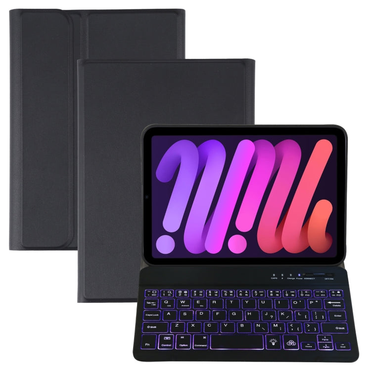 A06S Abnehmbare Lammlederstruktur Ultraleichte TPU Hintergrundbeleuchtete Bluetooth-Tastatur Leder-Tablet-Hülle mit Ständer für iPad mini 6 / mini 7, A06S