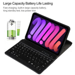 A06S Abnehmbare Lammlederstruktur Ultraleichte TPU Hintergrundbeleuchtete Bluetooth-Tastatur Leder-Tablet-Hülle mit Ständer für iPad mini 6 / mini 7, A06S