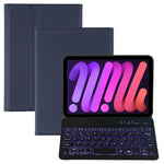 A06S Abnehmbare Lammlederstruktur Ultraleichte TPU Hintergrundbeleuchtete Bluetooth-Tastatur Leder-Tablet-Hülle mit Ständer für iPad mini 6 / mini 7, A06S