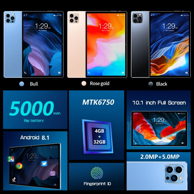 Android 8.1 MTK6750 Octa-Core, Dual-SIM-Unterstützung, WLAN, Bluetooth, GPS