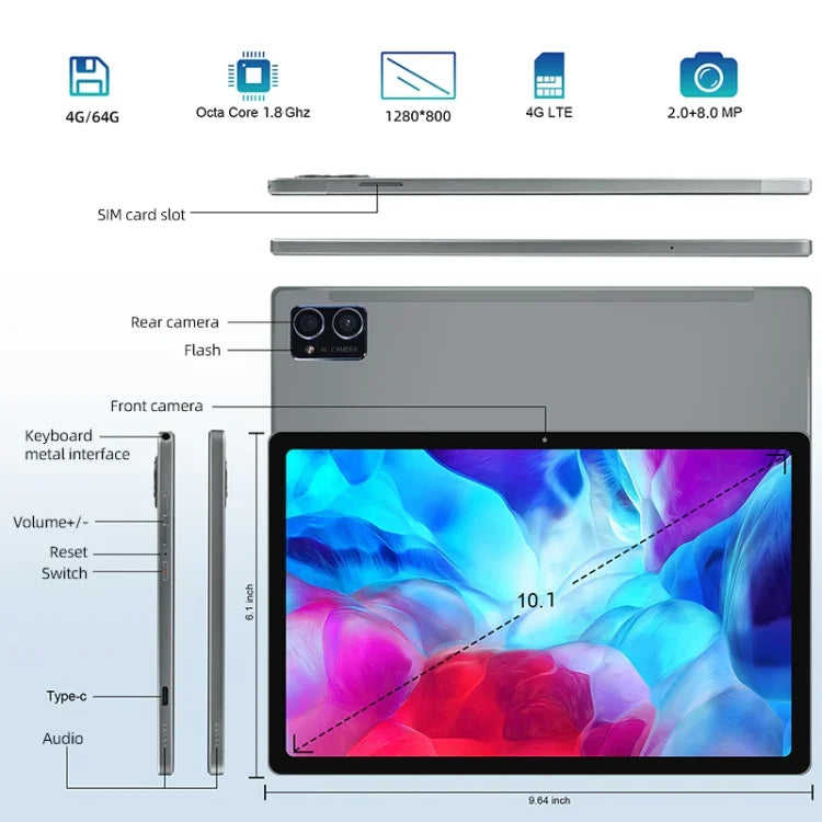 Android 8.0, MTK6750 Octa-Core 1,8 GHz, Dual-SIM, GPS, OTG, WLAN, Bluetooth, 4 GB + 64 GB