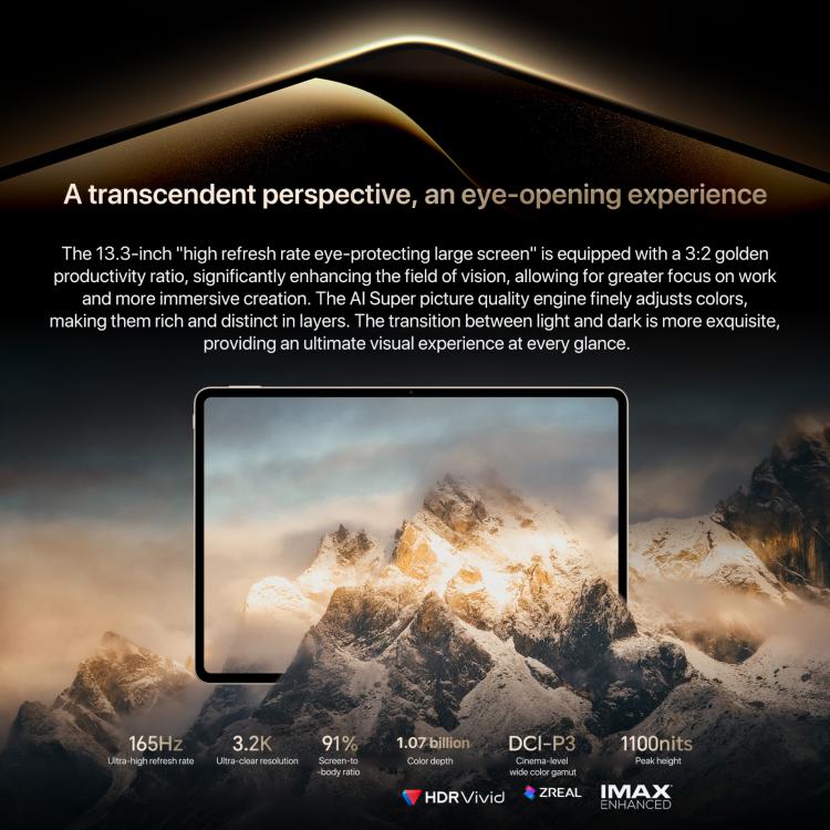 Honor MagicPad3 Pro 13,3 Zoll WiFi Tablet PC, 16GB+512GB MagicOS 10.0 Qualcomm Snapdragon 8 Lite Gen5 Octa Core, 16GB+512GB