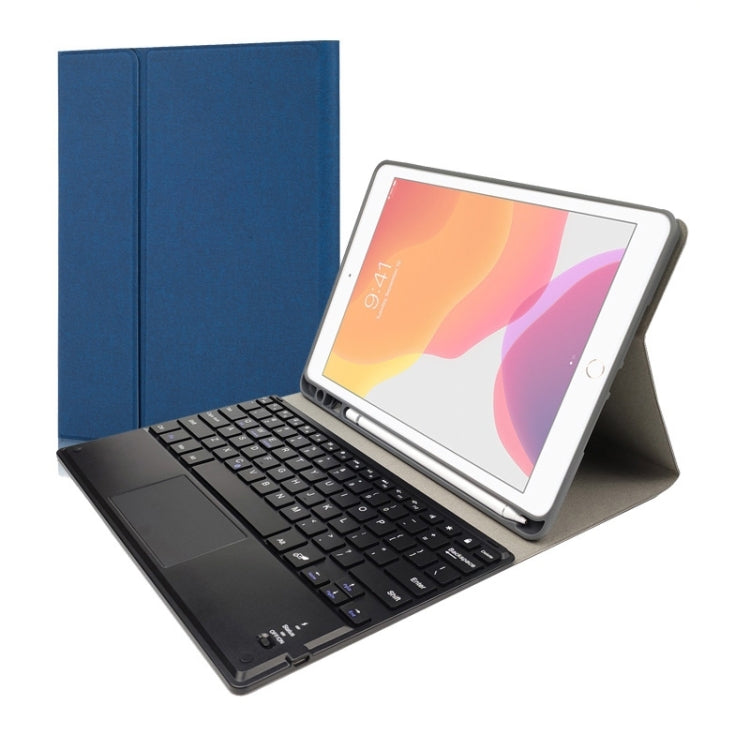 RK109C Abnehmbare magnetische Kunststoff-Bluetooth-Tastatur mit Touchpad + Seidenmuster TPU-Tablet-Hülle für iPad Air 2020, mit Stifthalter & Ständer, RK109C