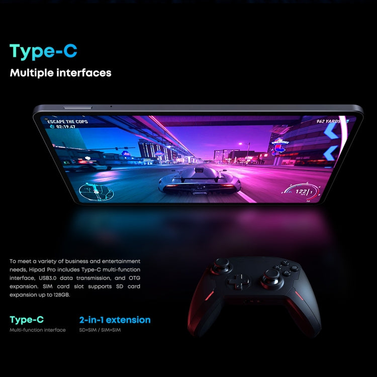 Ohne Tastatur, Android 11, Qualcomm Snapdragon 662 Octa-Core bis zu 2,0 GHz, unterstützt Dual-SIM & Bluetooth & WiFi & TF-Karte (Schwarz+Blau), HiPad Pro 8 GB+128 GB