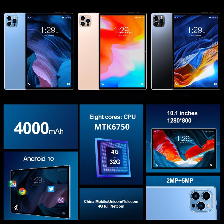 Android 10.0 MTK6750 Octa Core 1,8 GHz, Dual-SIM, unterstützt GPS, OTG, WiFi, BT, 4 GB + 64 GB, MTK6750 4 GB + 64 GB