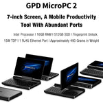 GPD MicroPC 2 Handheld Gaming PC, 16GB+512GB, 7 Zoll Windows 11 Pro Intel Prozessor N250, US-Stecker, WMC2573AU, WMC2573EU, WMC2573UK, WMC2573US