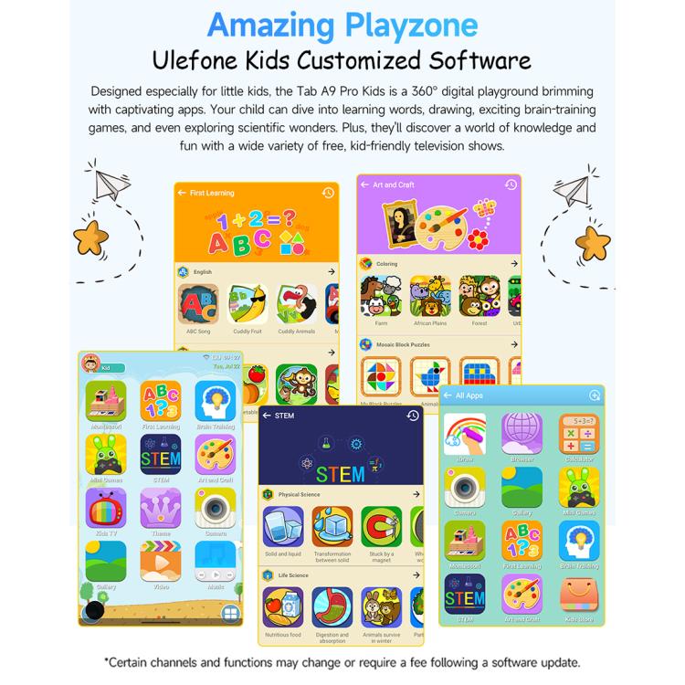 Ulefone Tab A10 Pro Kids Tablet PC, 6GB+128GB, 8.68 Zoll Android 15 MediaTek Helio G91 Octa Core 4G Netzwerk, EU-Stecker