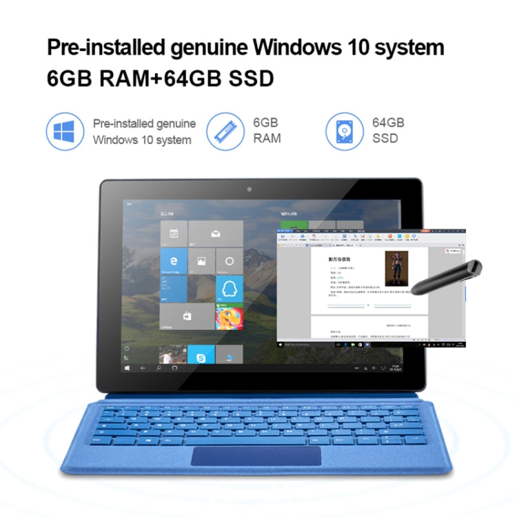 Windows 10 System, Intel Gemini Lake N4120 Quad Core bis zu 2,6 GHz, mit Tastatur und Stylus Pen, unterstützt Dual-Band WiFi & Bluetooth & TF-Karte & HDMI, US-Stecker, W10 mit Tastatur & Stylus Pen
