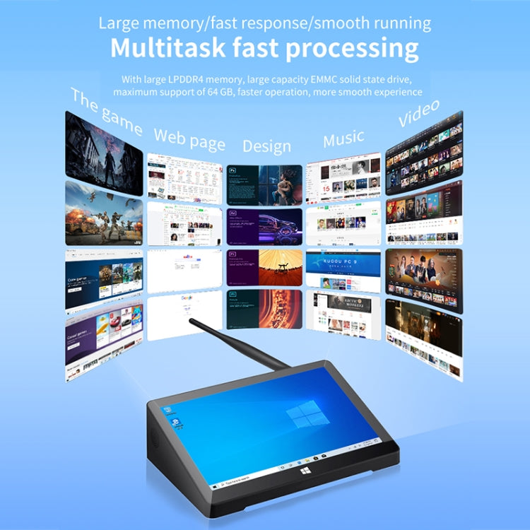 PiPo X9S All-in-One Mini-PC, 9,0 Zoll, 4GB+64GB, Windows 10 Intel Celeron J4105 Quad Core, US-Stecker, 4GB+64GB