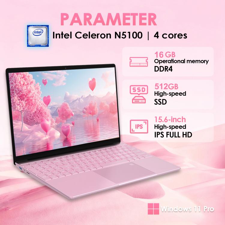 GXMO T152J 15,6 Zoll Laptop, 16 GB + 512 GB, Windows 11 Pro Intel Celeron N5100 Quad-Core, unterstützt Fingerabdruck-Entsperrung, UK-Stecker, 16 GB + 512 GB, UK-Stecker