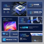 GXMO G156 15,6 Zoll Laptop, 16GB+512GB, Windows 11 AMD Ryzen 7 5825U Octa Core, unterstützt Fingerabdruck-Entsperrung, US-Stecker, 32GB+1TB