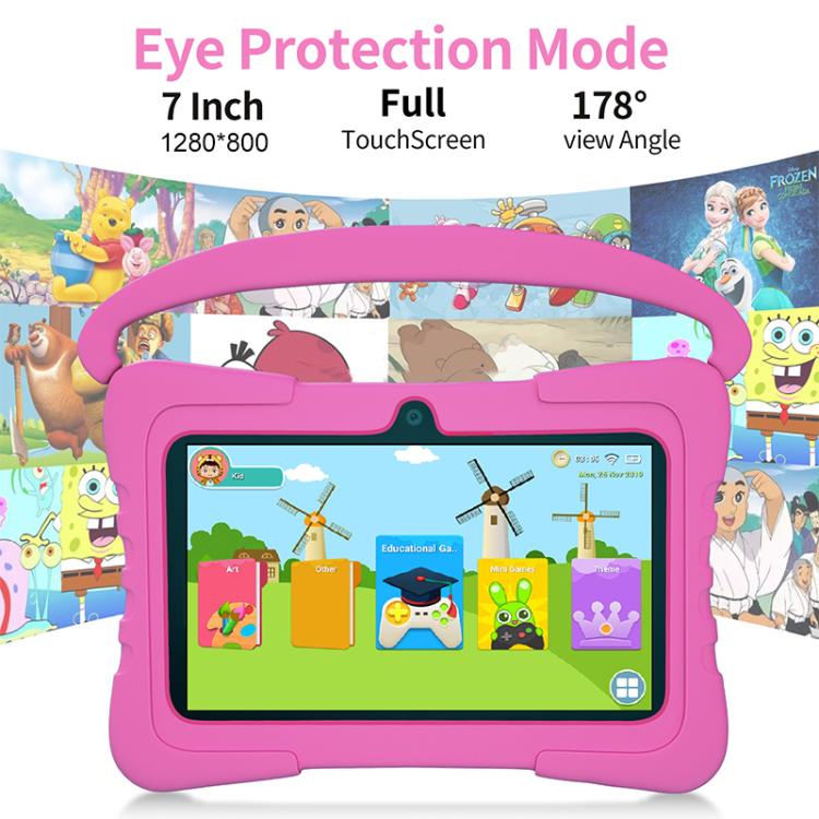 BDF K3 7 Zoll WiFi Kids Tablet PC mit Silikonhülle, 2 GB+32 GB, Android 8.1 MTK6735 Quad Core CPU, US-Stecker, 4 GB+64 GB