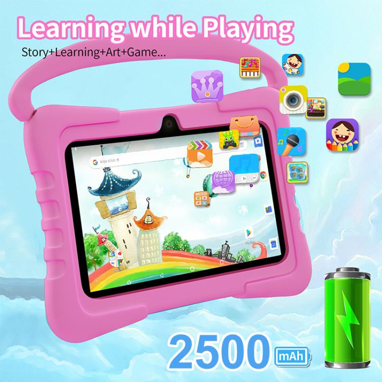 BDF K3 7 Zoll WiFi Kids Tablet PC mit Silikonhülle, 2 GB+32 GB, Android 8.1 MTK6735 Quad Core CPU, US-Stecker, 4 GB+64 GB